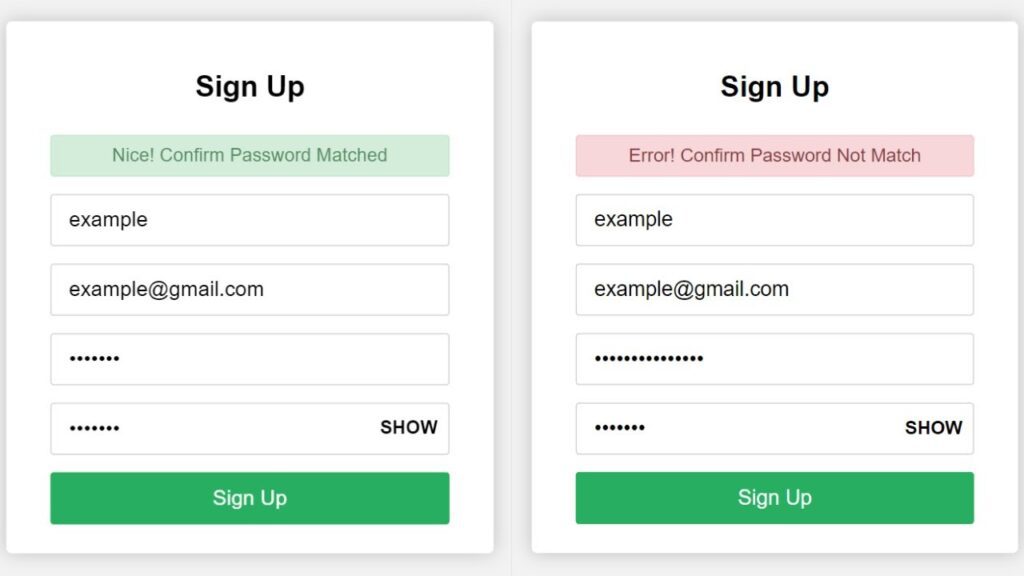 How To Check Confirm Password Using JavaScript