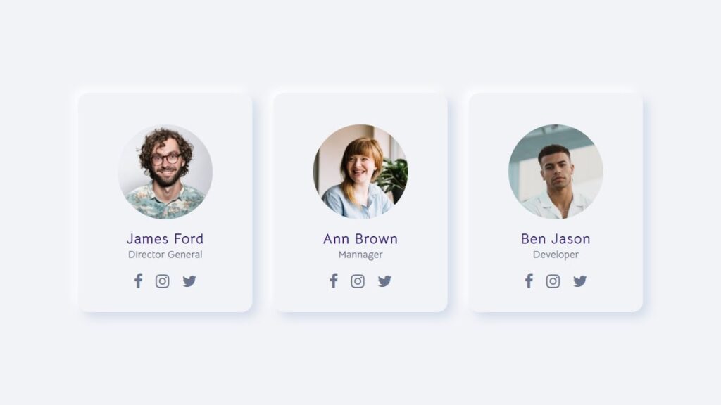 Creative Our Team Section Using HTML & CSS Neumorphism