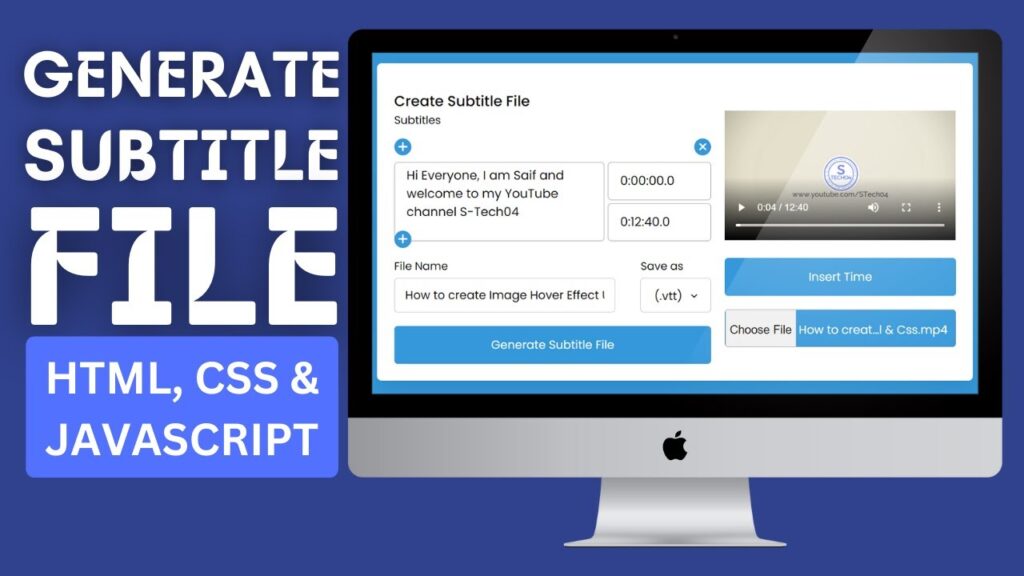 How To Generate Subtitle File Using HTML, CSS & JavaScript