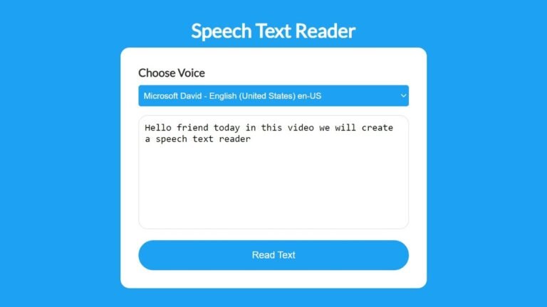 How To Create Speech Text Reader Using HTML, CSS & JavaScript