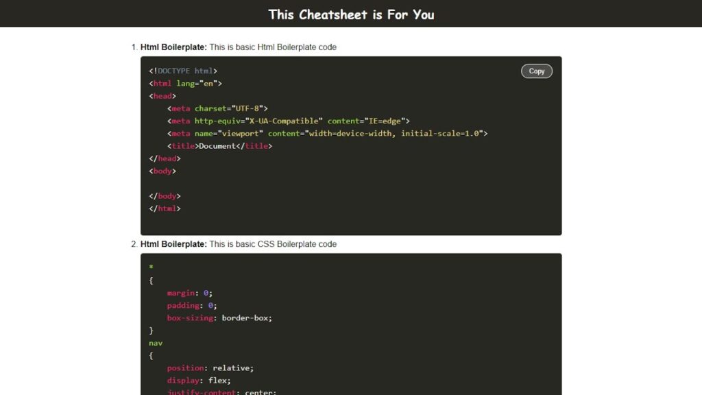 How To Make Cheat Sheet Using HTML, CSS & JavaScript